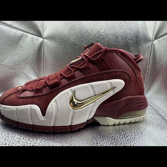 RARE 🚀 Size 9.5 - Nike Air Max Penny 1 Red Maroon White Gold 685153-601 - Picture 6 of 10